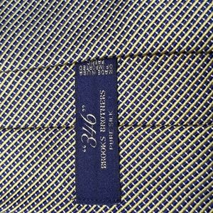 Brooks Brothers yellow,  blue and white striped silk tie